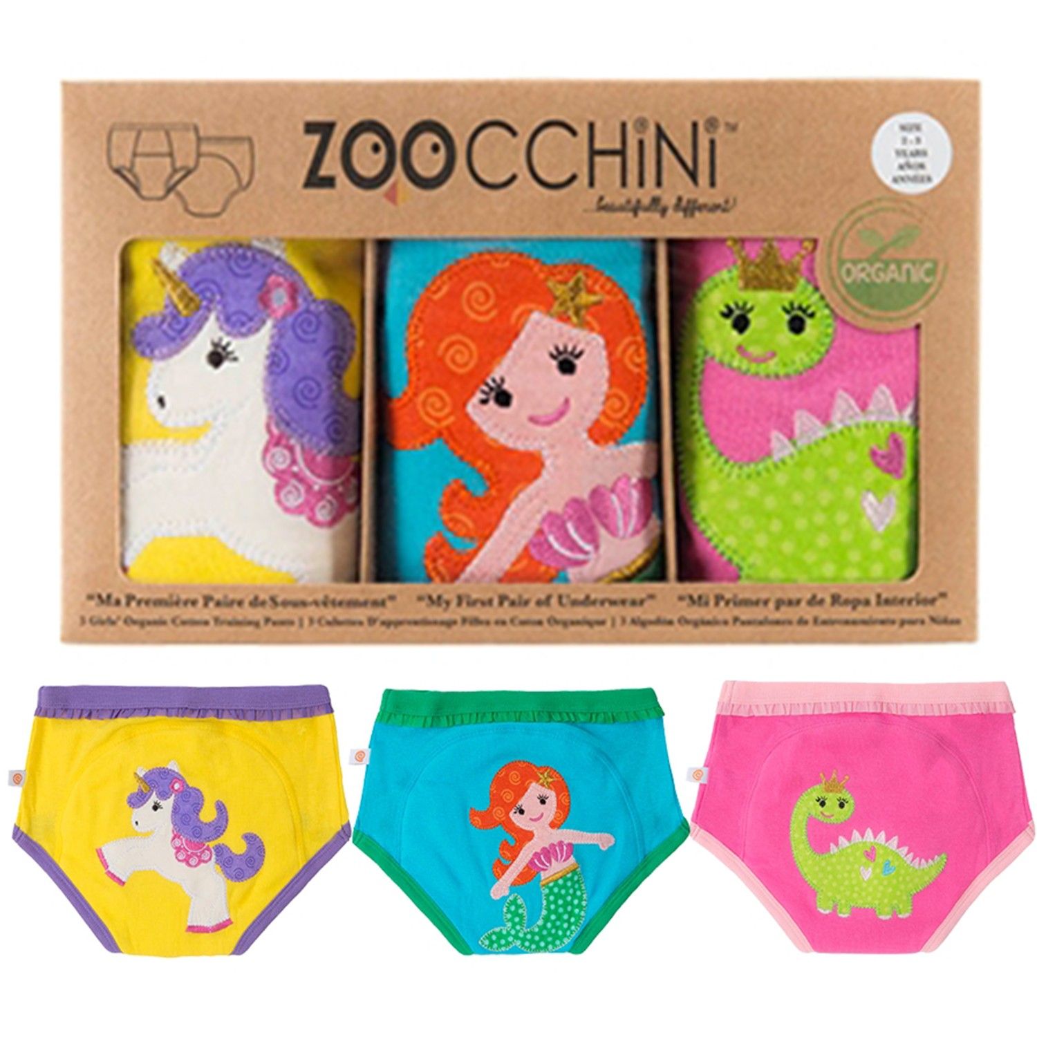 100%有機棉精靈系學習褲3入-女 (2-3y)