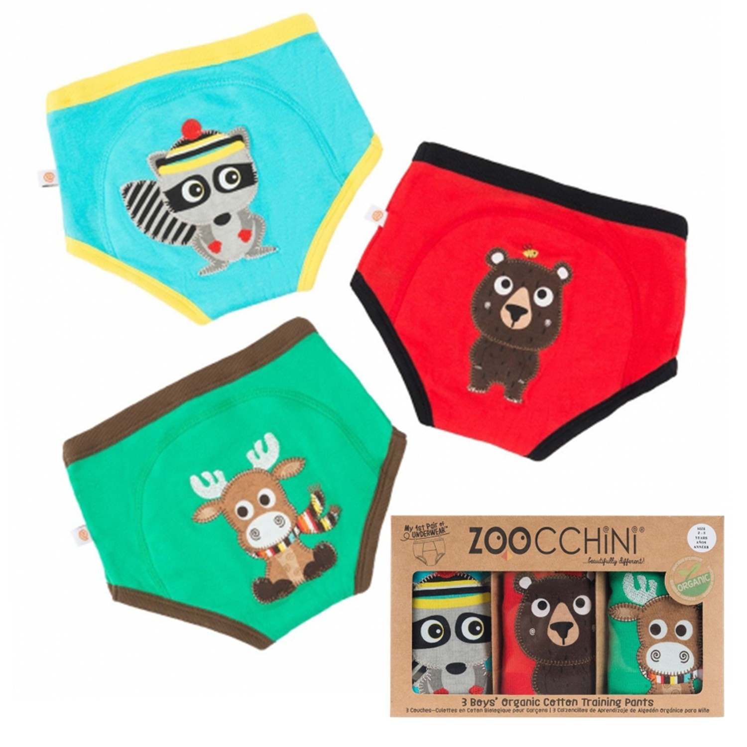 ZOOCCHiNi 森林動物學習褲3入-男 (2-3y)