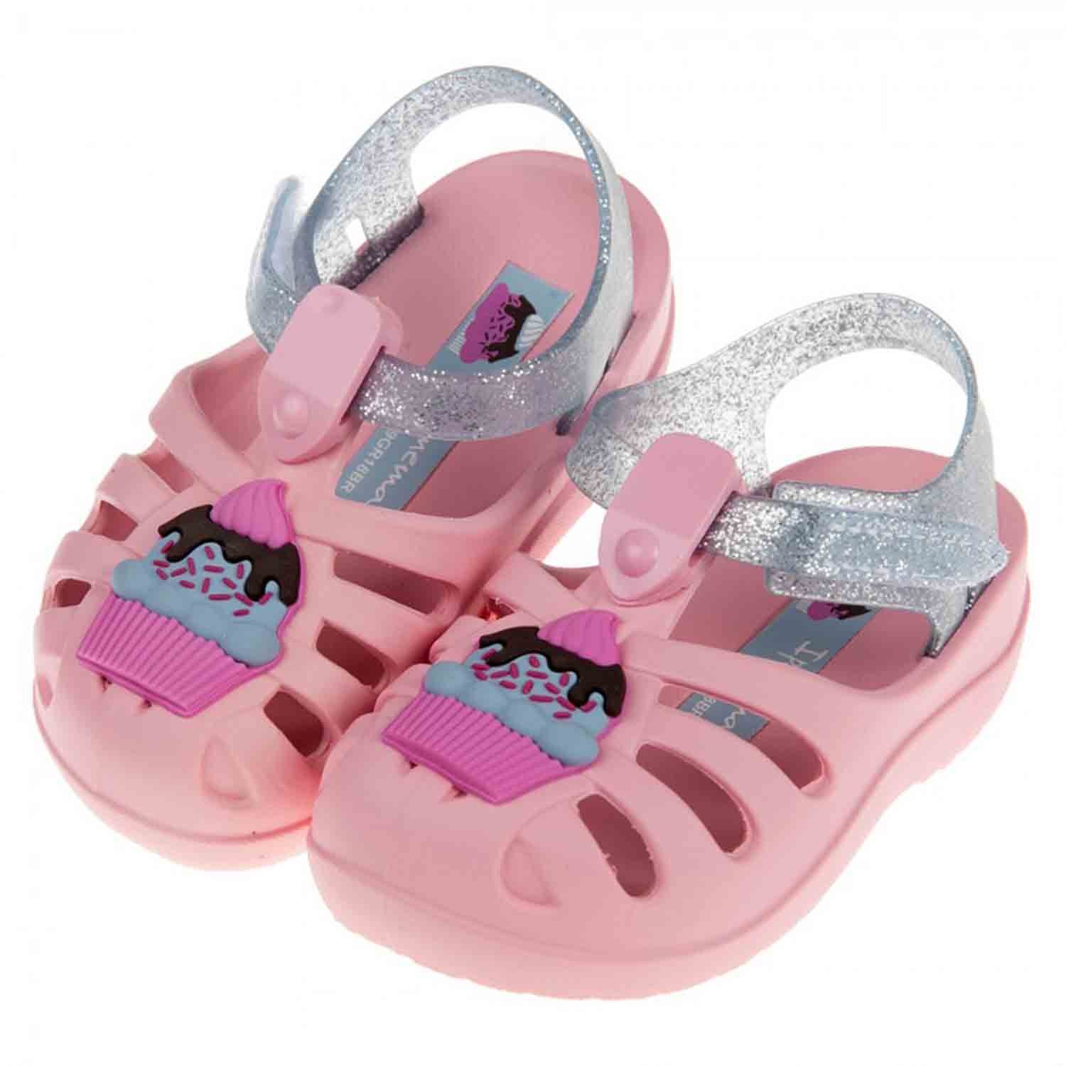 杯子蛋糕粉紅色寶寶護趾涼鞋香香鞋 (12.5公分)