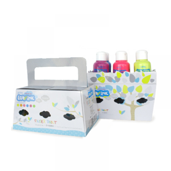 創作手指畫顏料-螢光六色組-亮黃+亮綠+亮藍+亮紅+亮紫+亮橘 (50ml)