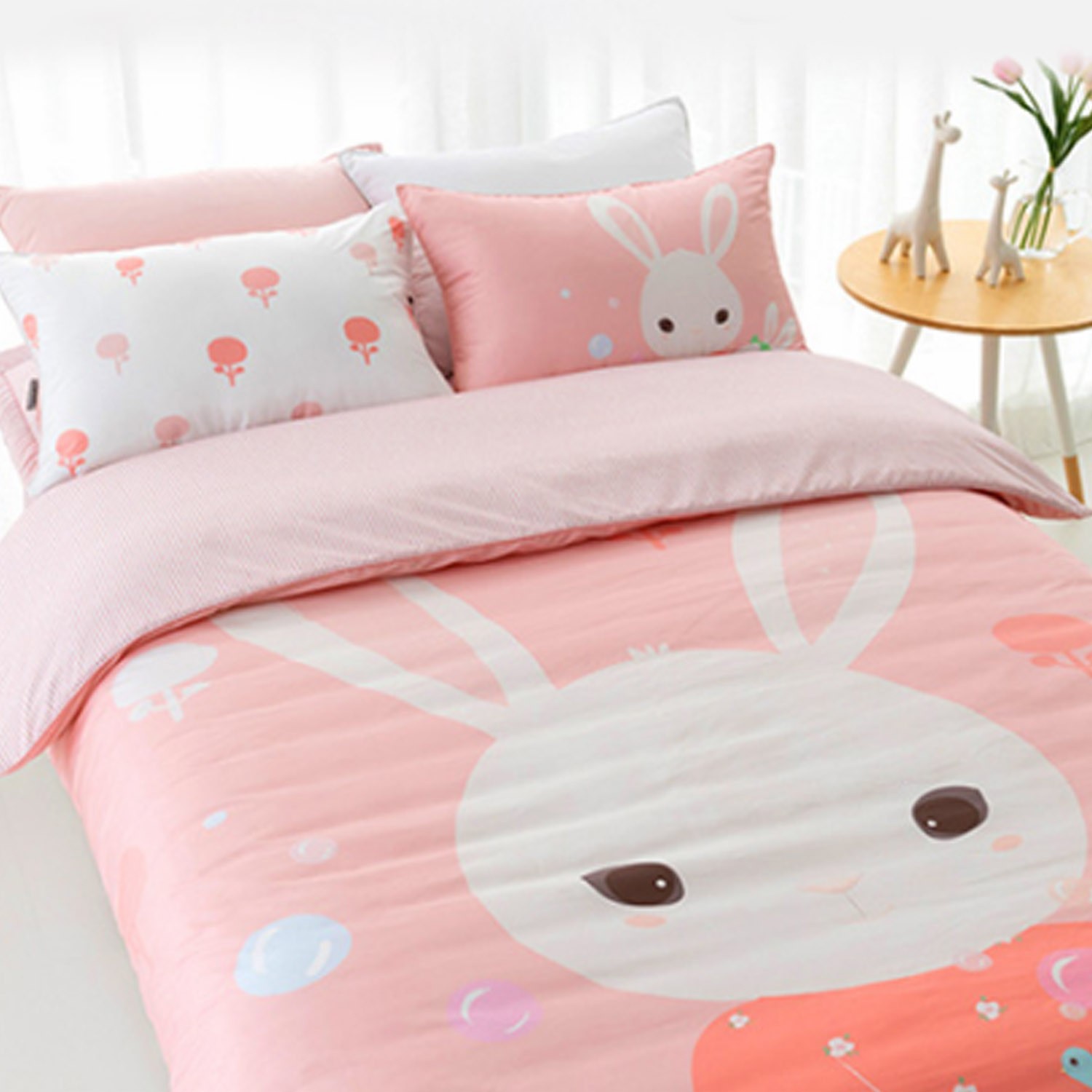 韓國超細纖維兩件式四季枕被組-兔寶家族