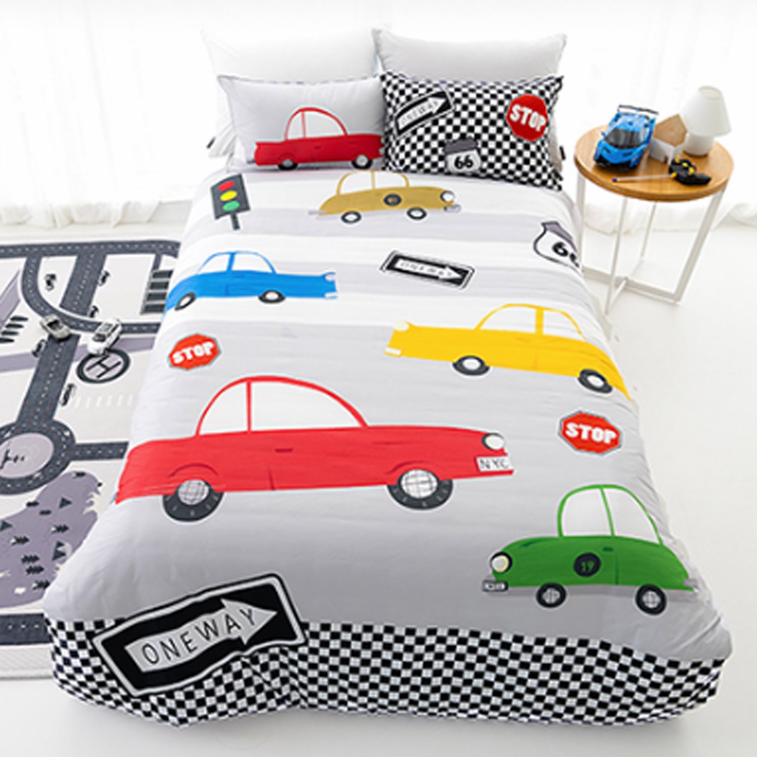 韓國超細纖維兩件式四季枕被組-瘋狂賽車