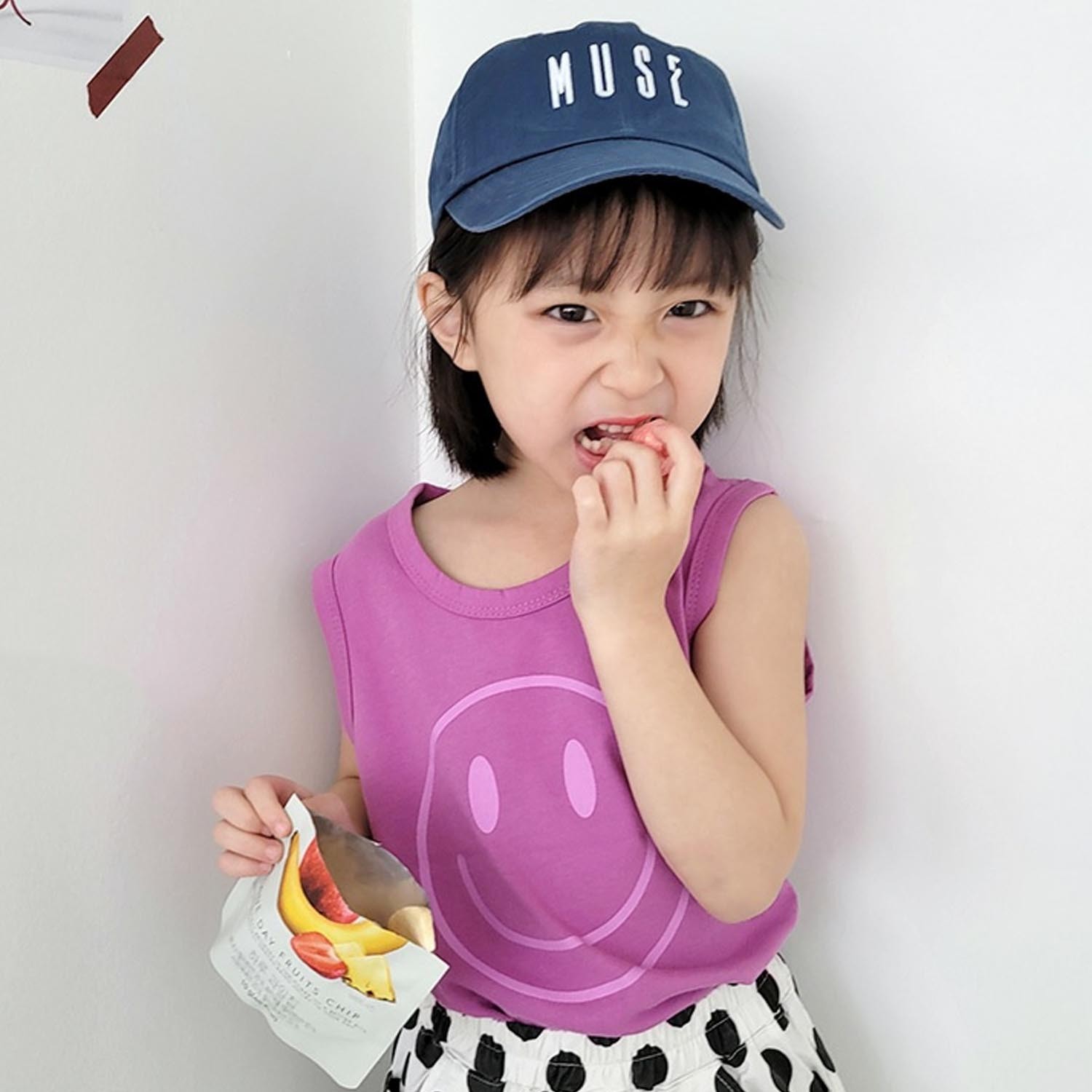 笑臉無袖背心-粉紫 (5號[90-95cm])