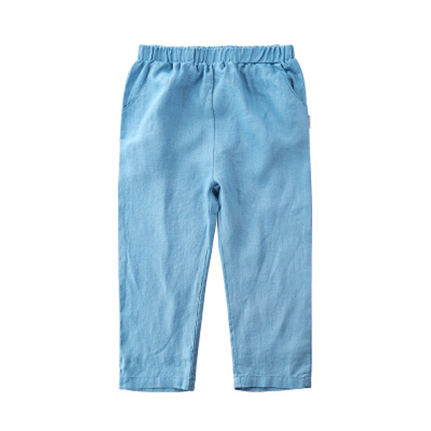 亞麻寬鬆長褲-淺藍色 (100cm)