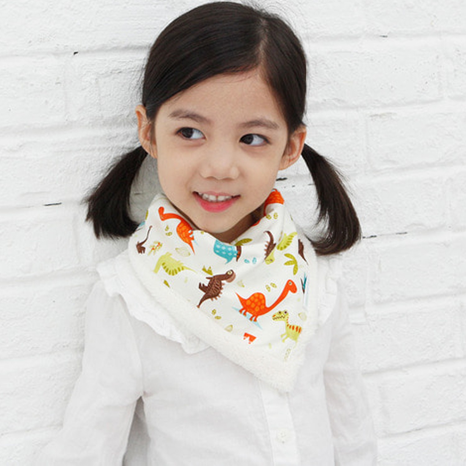 超細纖維刷毛三角巾圍兜/圍巾-彩色恐龍