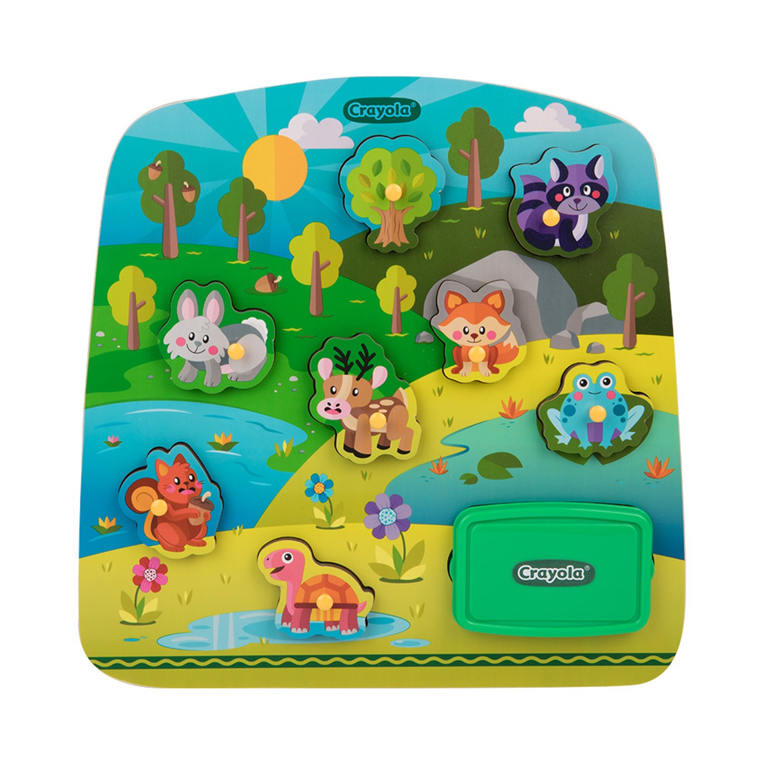 早教創意啟蒙趣味蓋印塗鴉木拼圖-森林派對