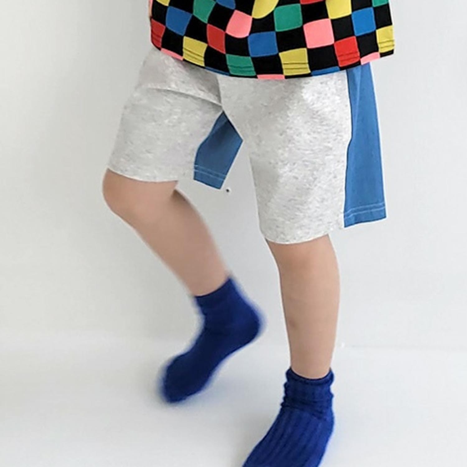 鬆緊腰雙色拼接短褲-灰 (5號[90-95cm])