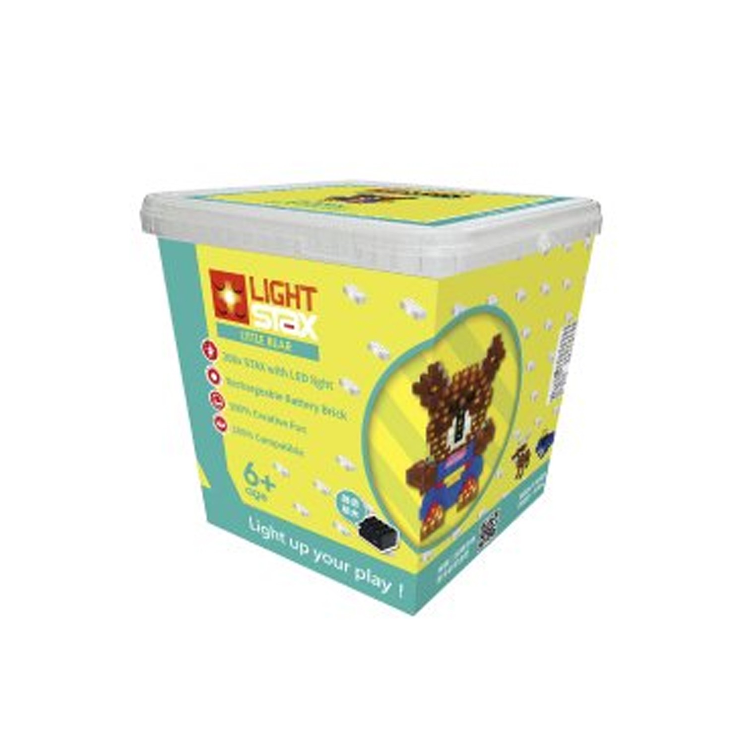 歡樂桶系列-會唱歌的小熊(桶裝)-LED積木-208顆