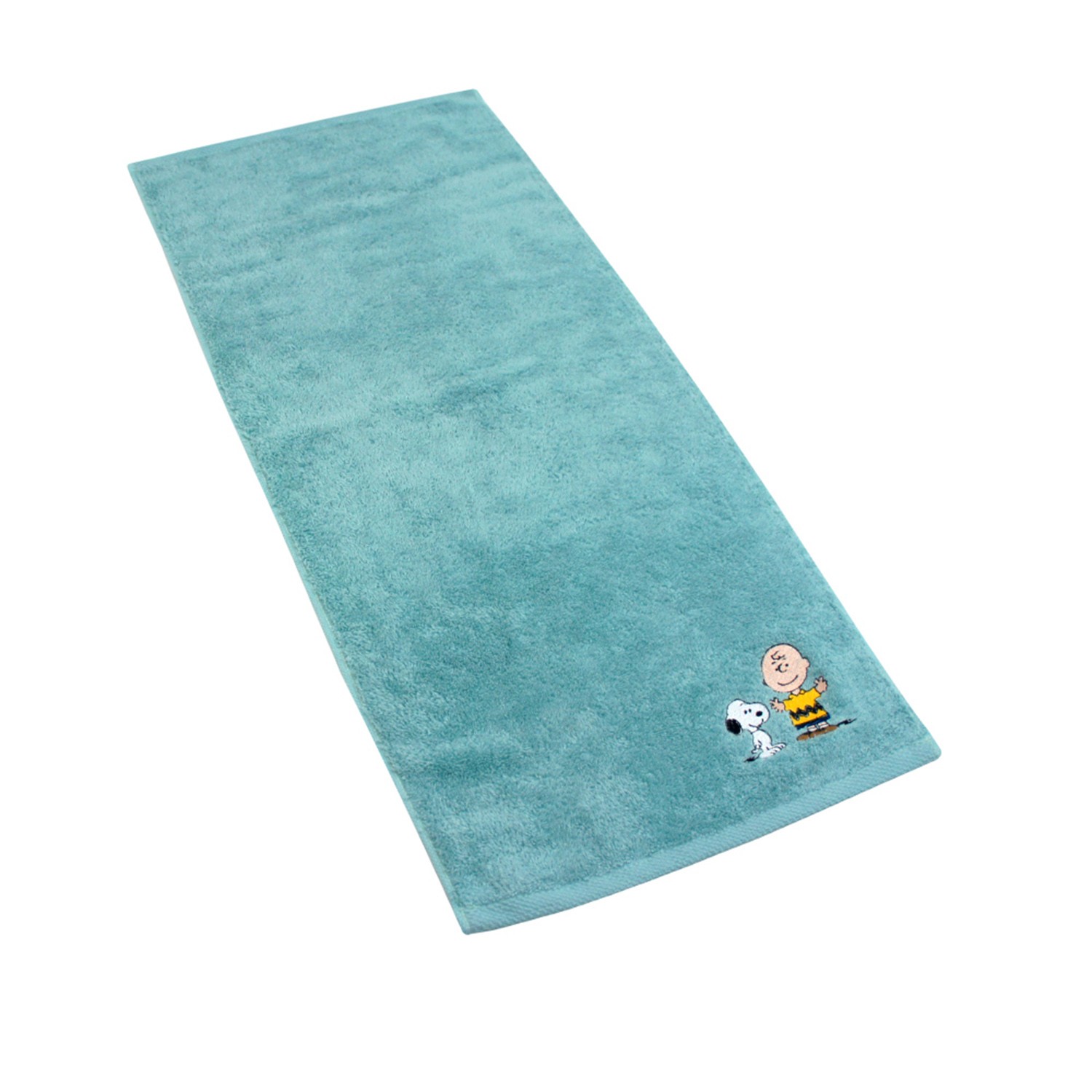史努比SNOOPY 純棉刺繡毛巾-查理布朗-冰雪藍 (33*75(CM))