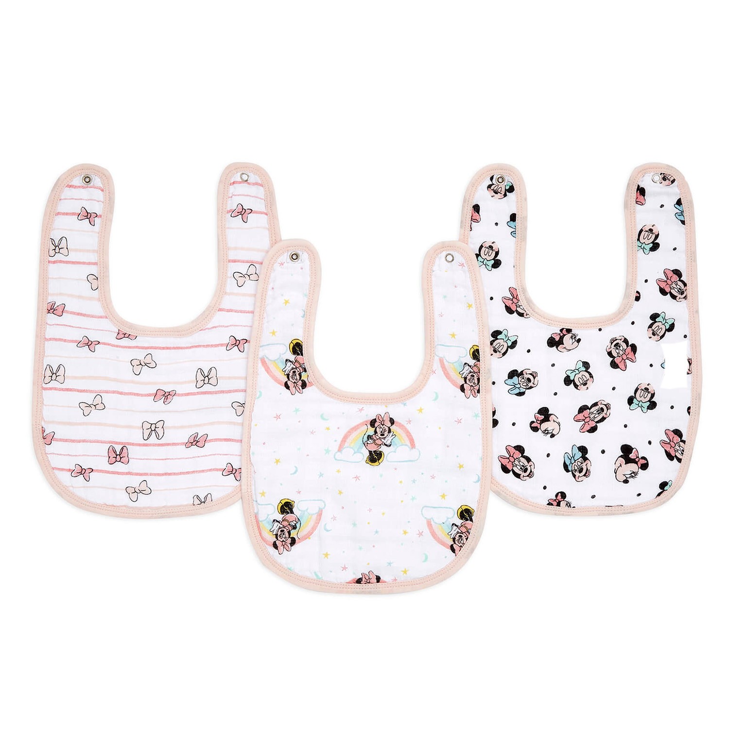 3入柔紗圍兜-彩虹米妮3入柔紗圍兜(單扣) (26X23公分)