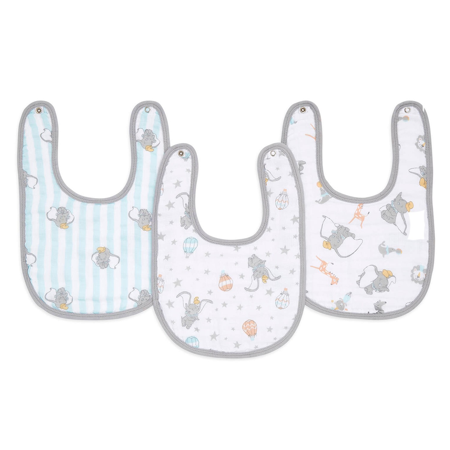 3入柔紗圍兜-氣球小飛象3入柔紗圍兜(單扣) (26X23公分)-絕版