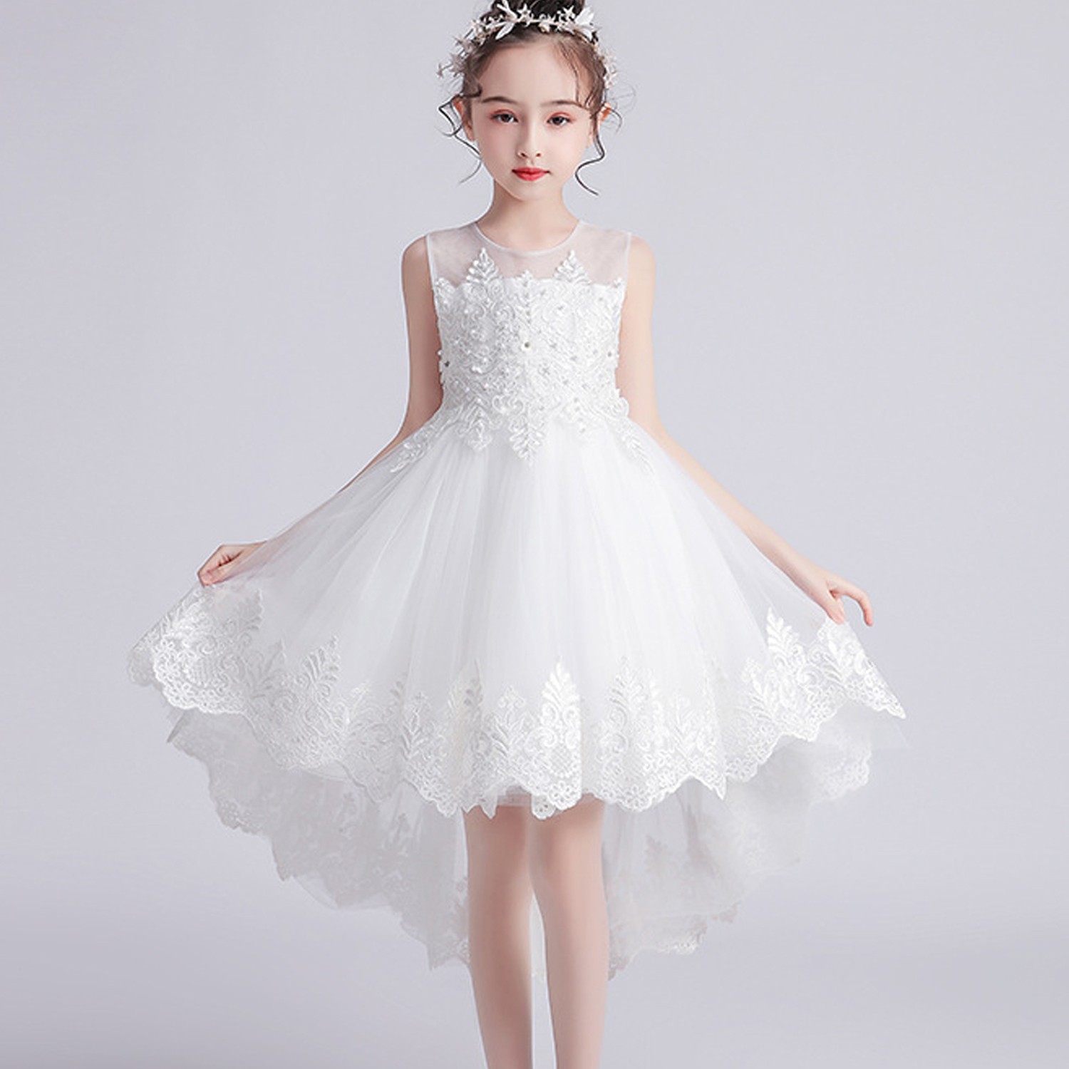 銀雪杉林拖尾禮服 (110cm)