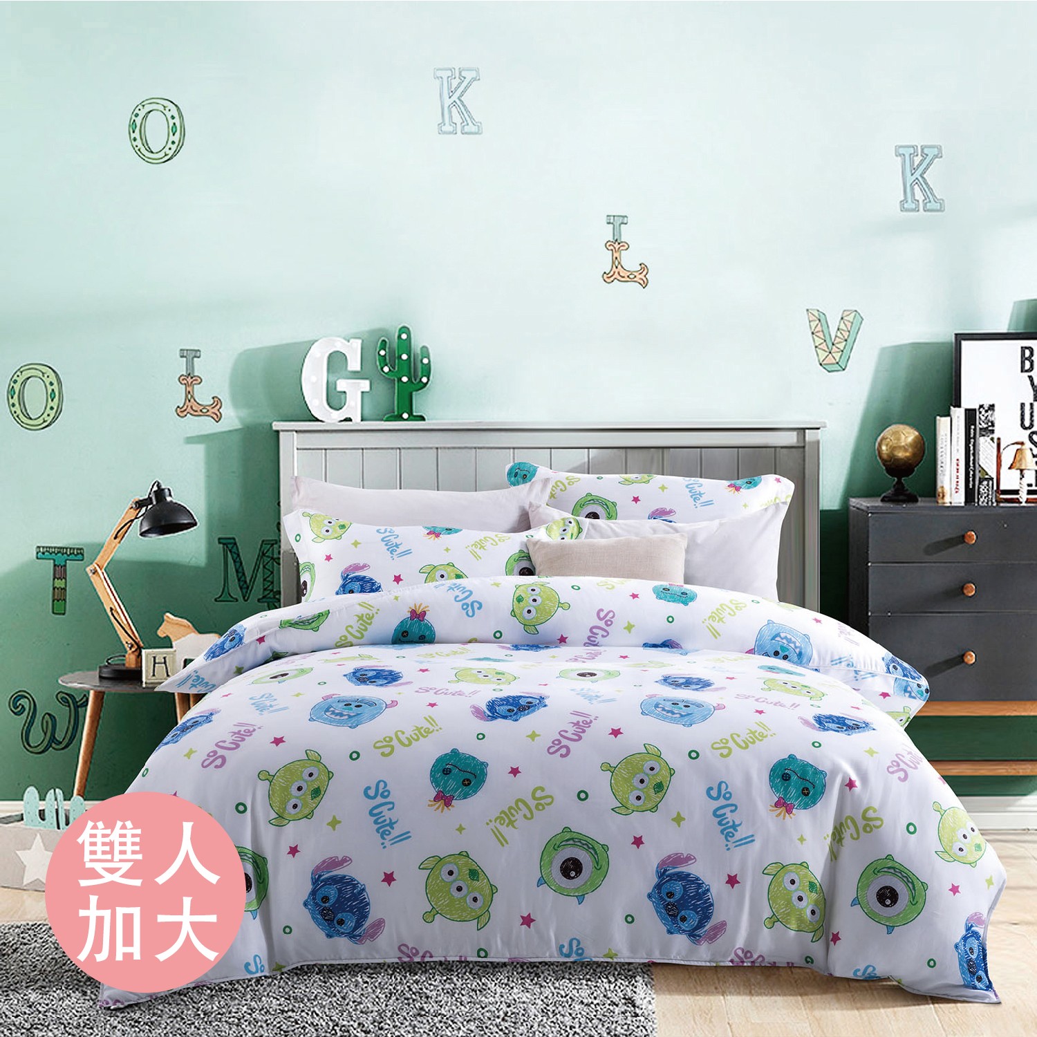 迪士尼天絲床包枕套三件組-TSUM TSUM-白色-雙人加大