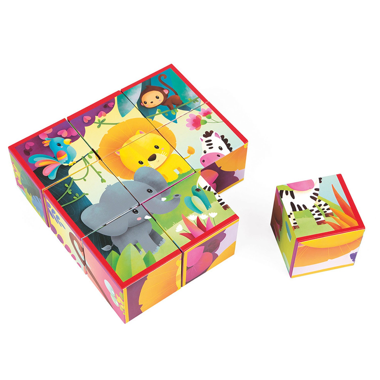 方塊拼圖-叢林朋友(9塊)