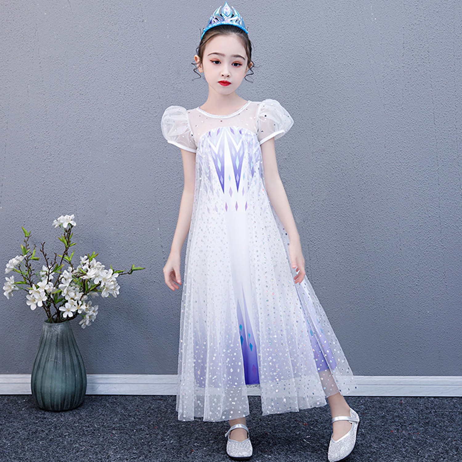 冰雪奇緣2艾莎女王白紗洋裝 (100cm)