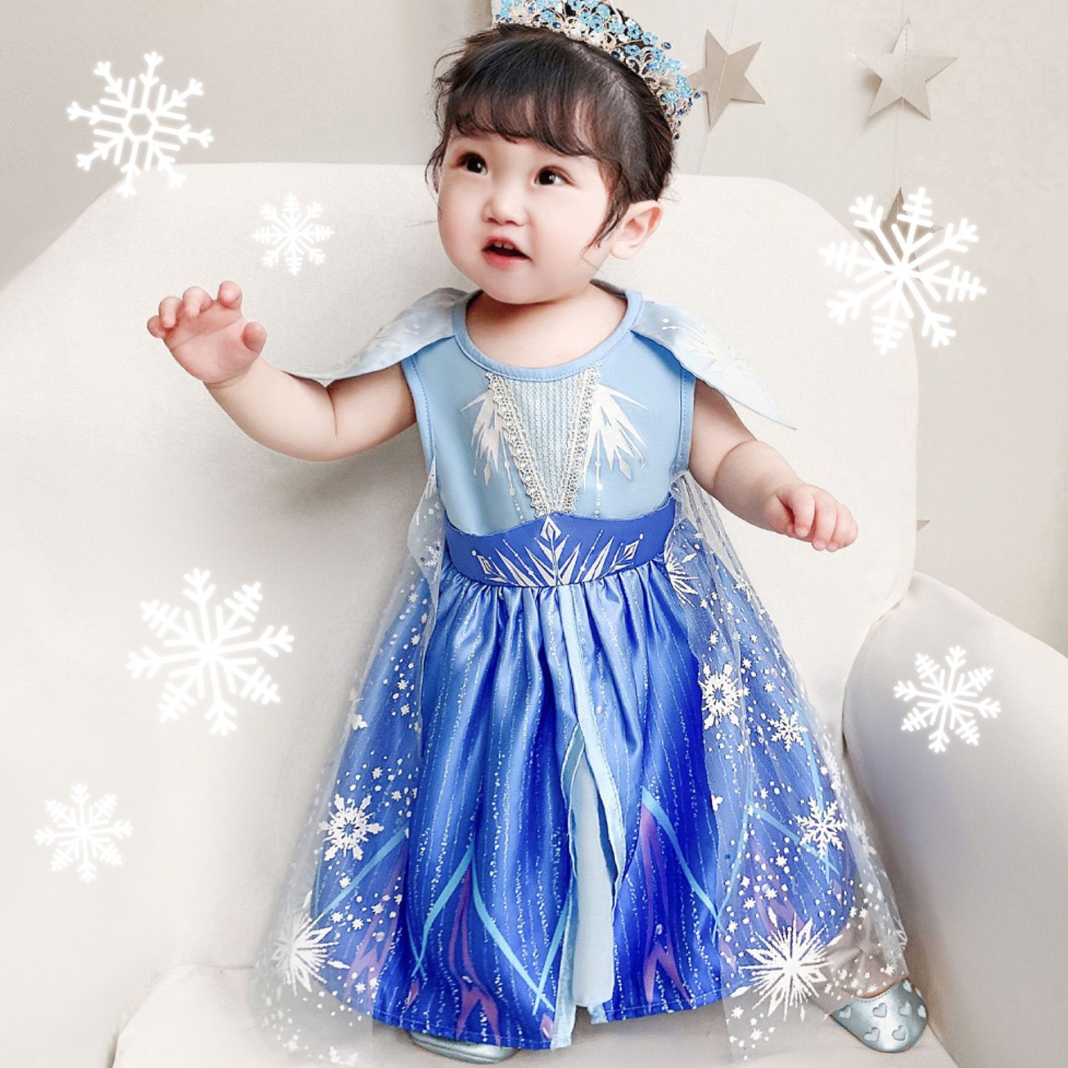 冰雪奇緣2艾莎女王雪花洋裝 (90cm)