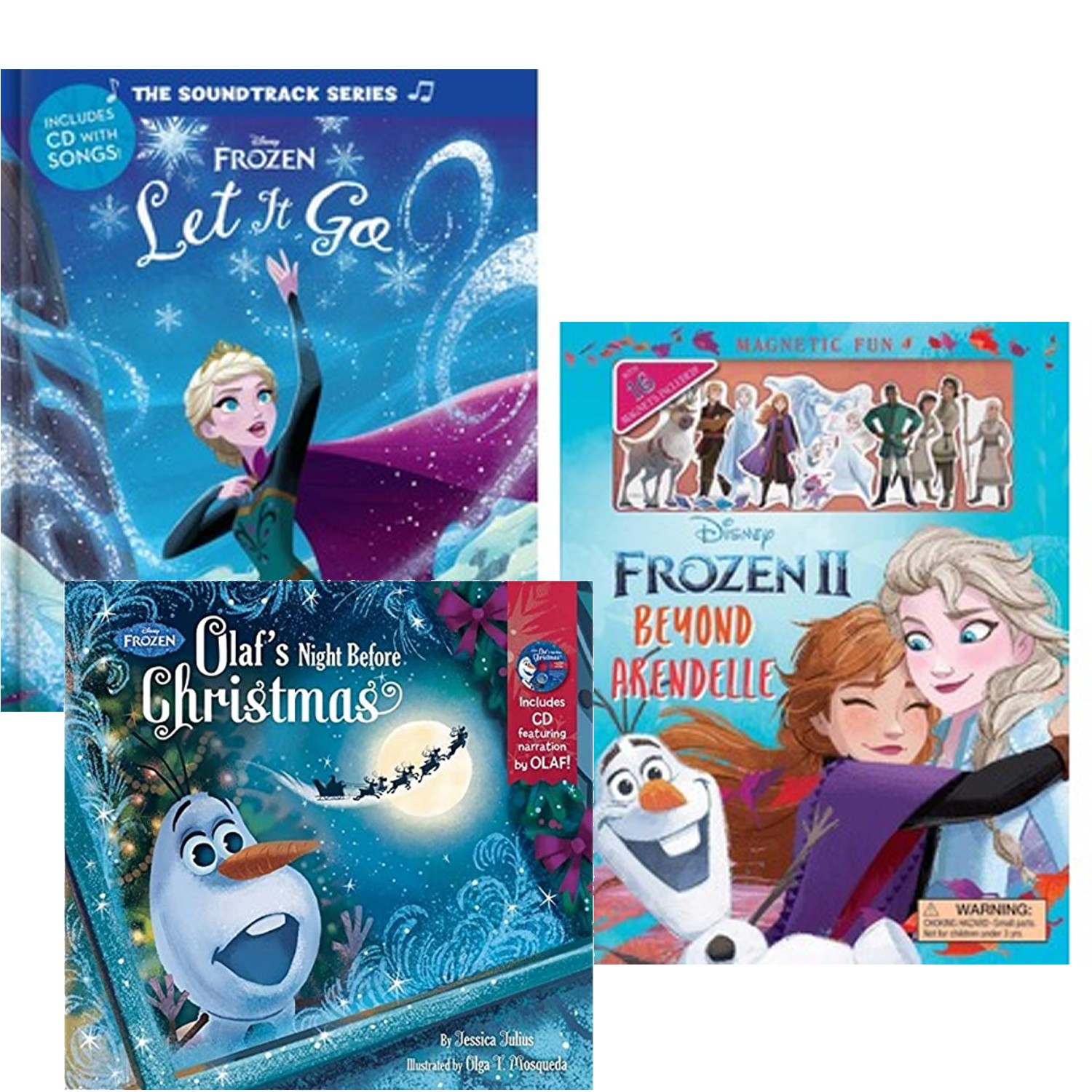 【合購組】冰雪奇緣原聲歌曲書（附CD）+冰雪奇緣2：艾倫戴爾之外（磁鐵書）+冰雪奇緣：雪寶的平安夜