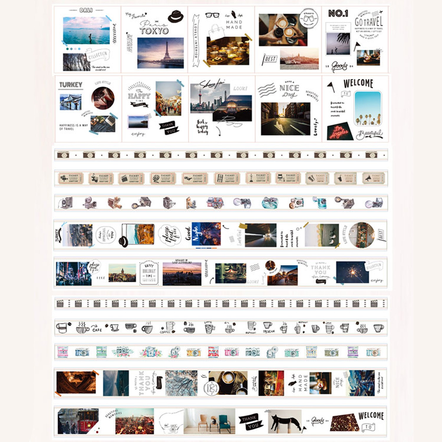 可重複撕黏紙膠帶-光影生活 (10卷膠帶+10張貼紙)