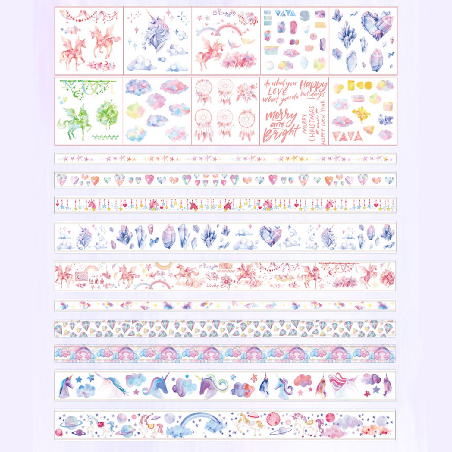 可重複撕黏紙膠帶-獨角獸 (10卷膠帶+10張貼紙)