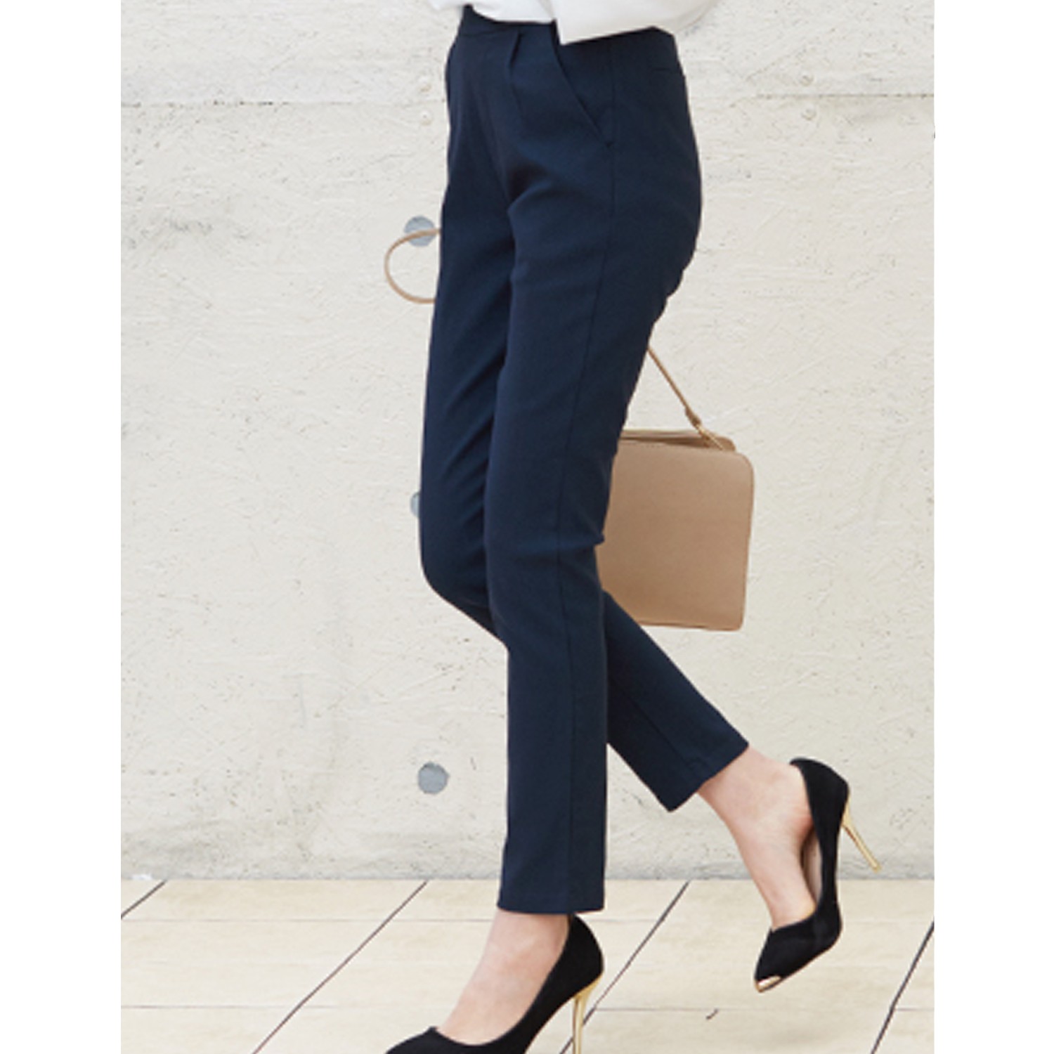 舒適修身彈性 美人褲-深藍 (S)