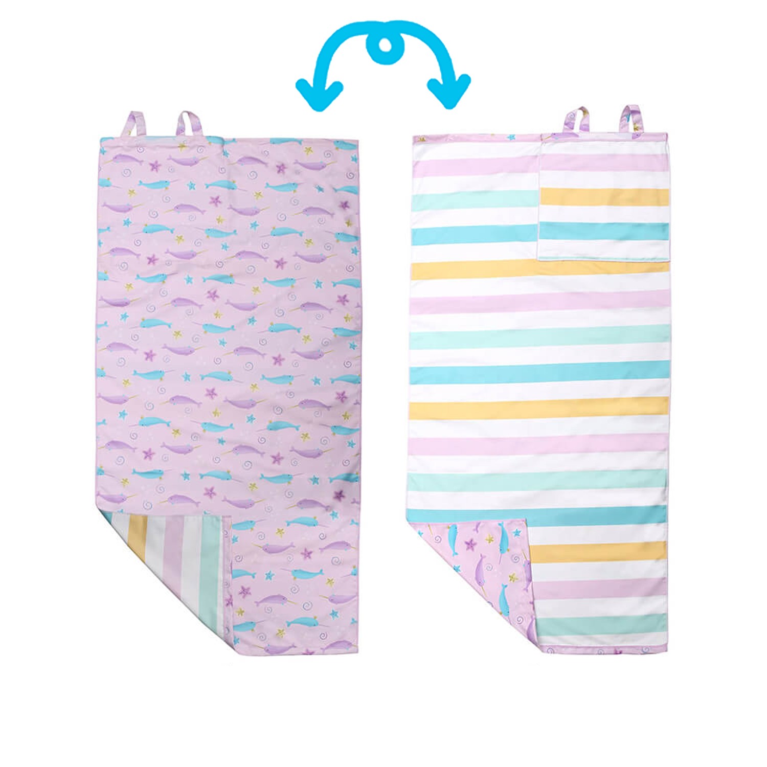 兒童3in1雙面浴巾/背包-獨角鯨/海星