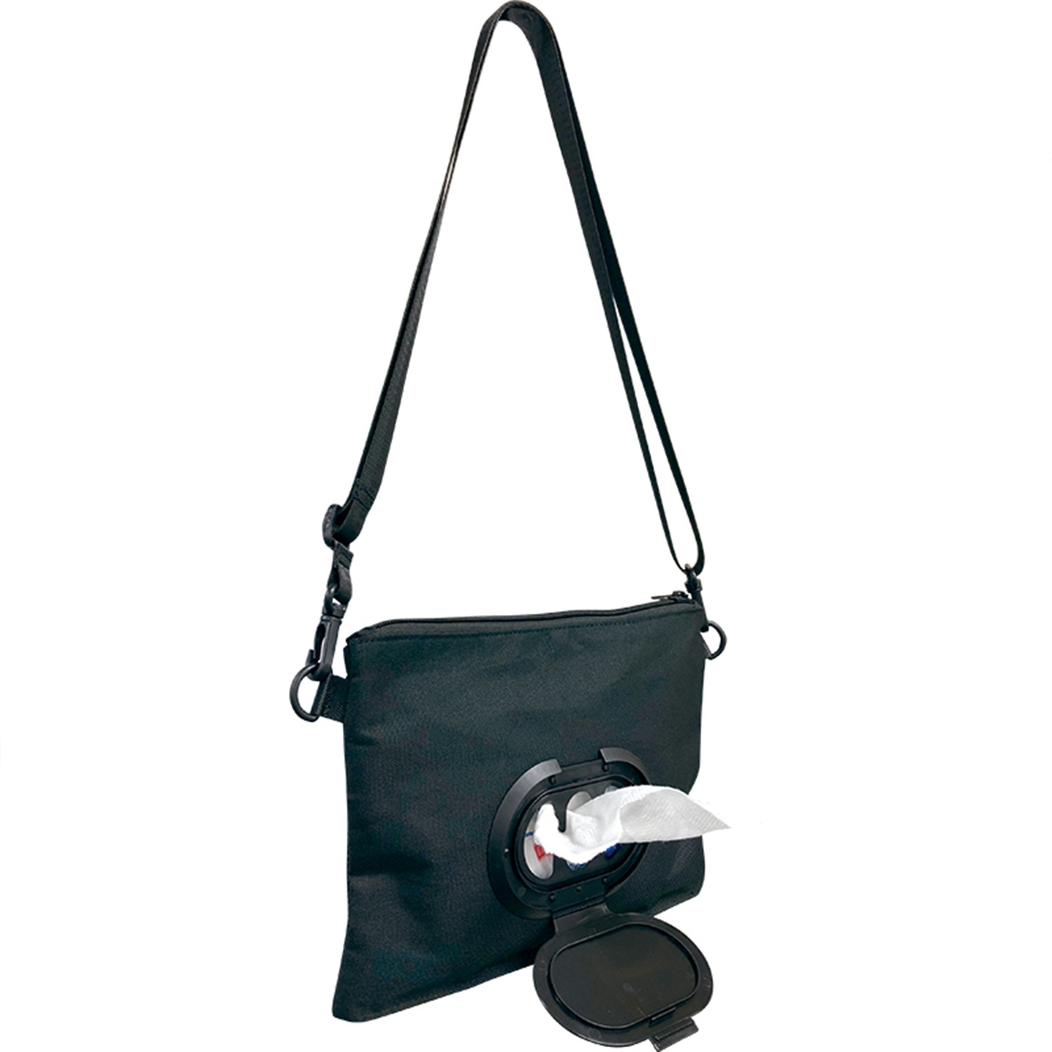 斜背包 有濕紙巾收納功能-黑色