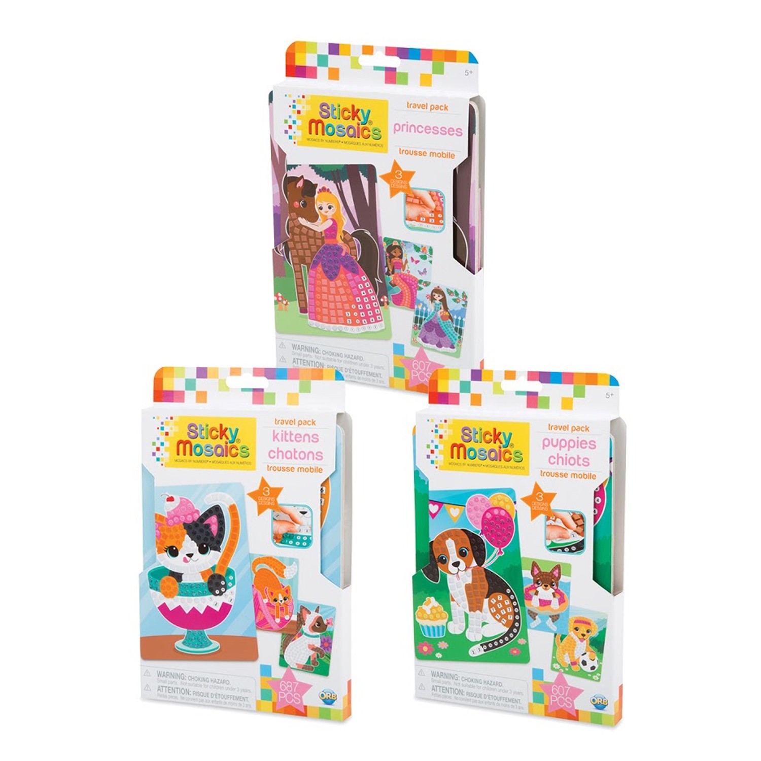 馬賽克拼貼旅遊3入組-公主+家有小狗+家有小貓