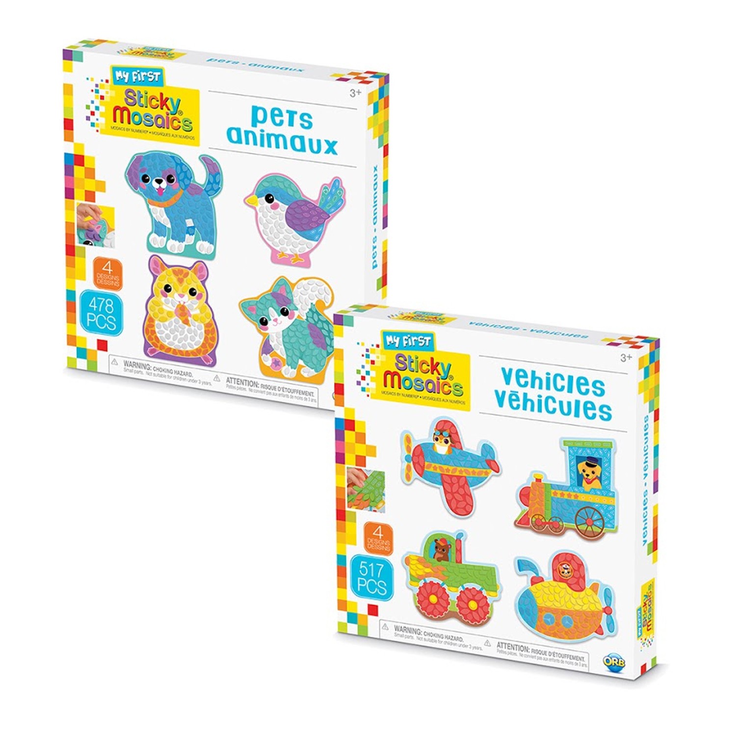 馬賽克拼貼小童2入組-療癒寵物+交通工具