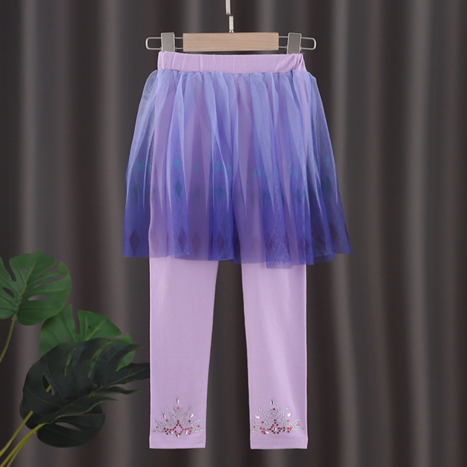 修身造型內搭褲-紗裙款-冰雪紫 (100cm)