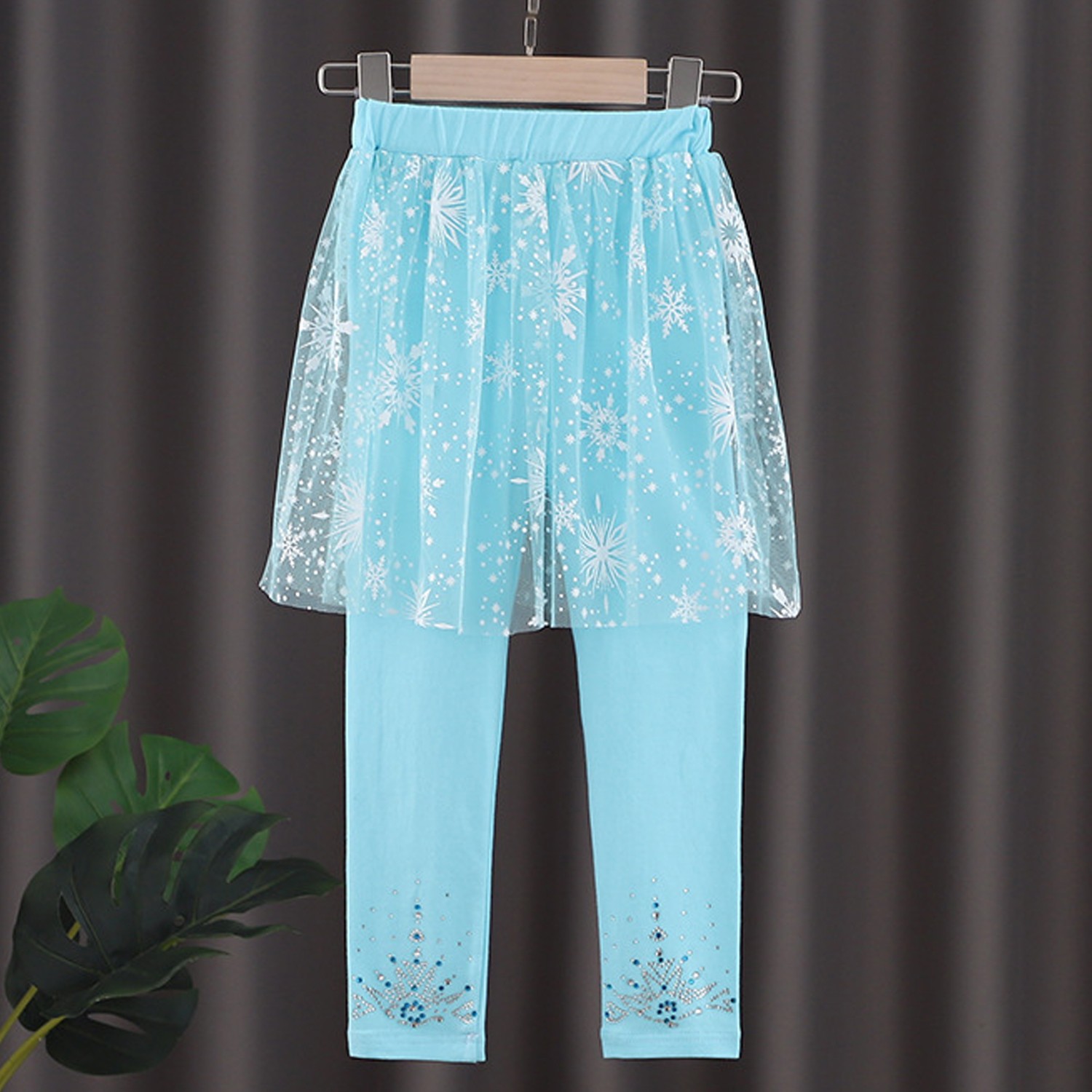 修身造型內搭褲-紗裙款-冰雪藍 (100cm)