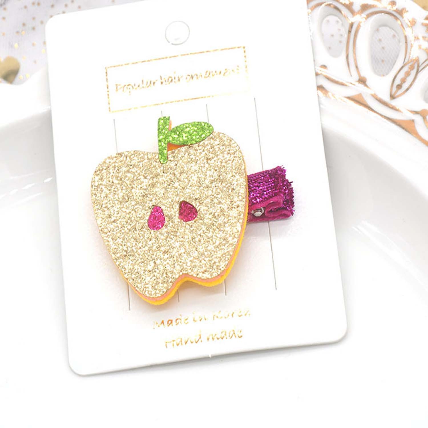 閃閃可愛造型髮夾-蘋果