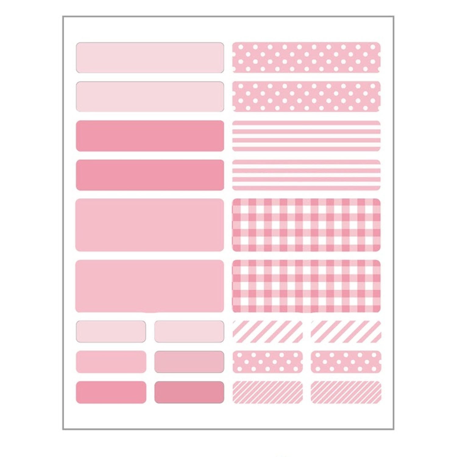 日本製免燙標籤姓名布貼紙-粉 (多尺寸組合/包(共24枚))