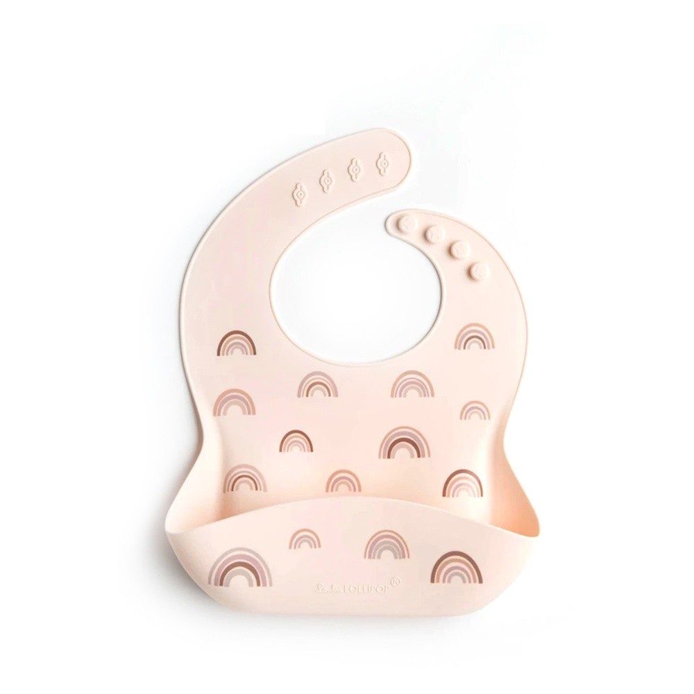 寬口立體矽膠防漏圍兜/防水圍兜-粉嫩彩虹 (290x230x75mm)