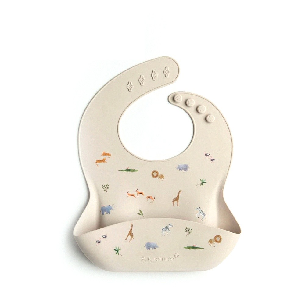 寬口立體矽膠防漏圍兜/防水圍兜-動物探險 (290x230x75mm)