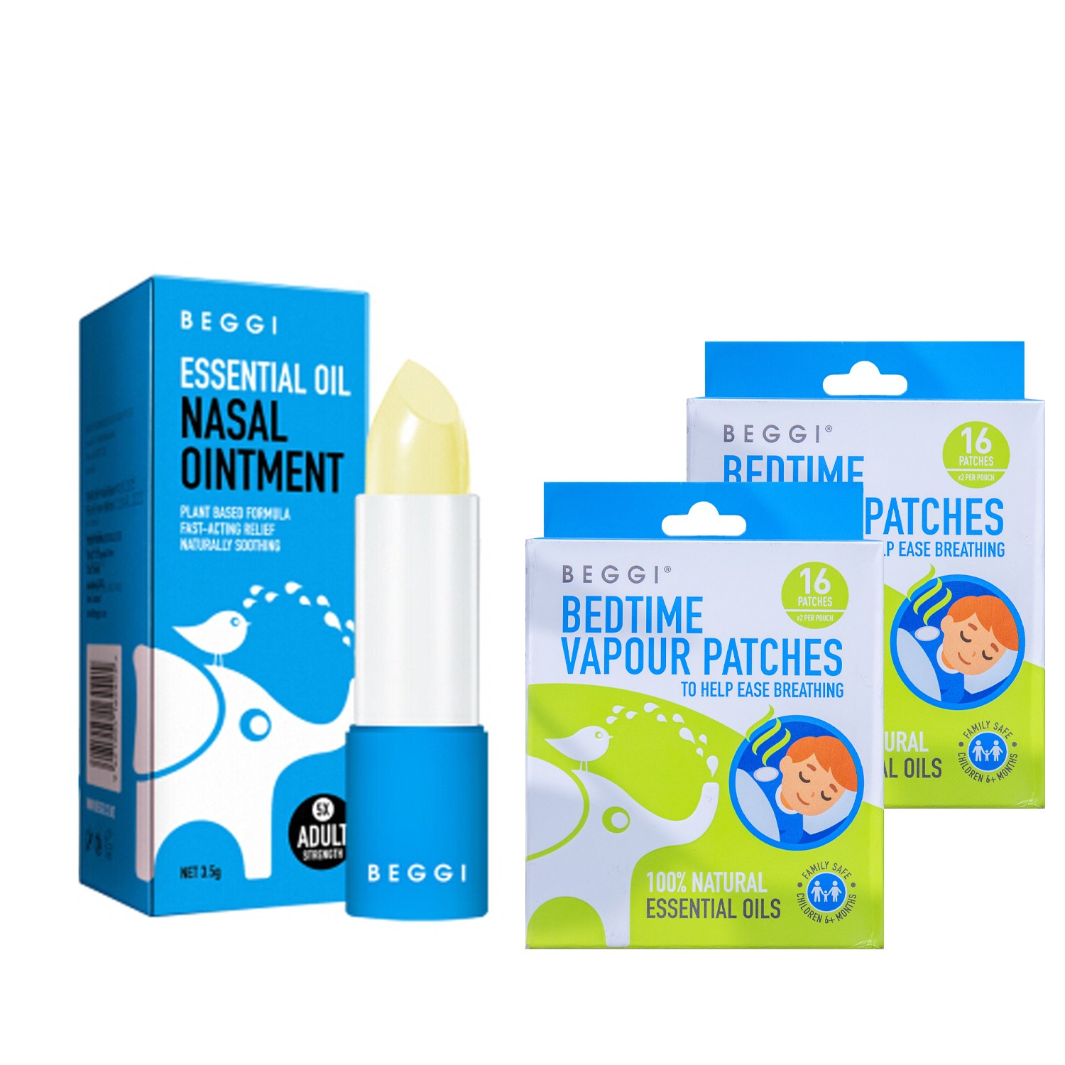 精油護鼻膏(大人)+通鼻貼兩盒-鼻棒3.5g+鼻貼16片*2