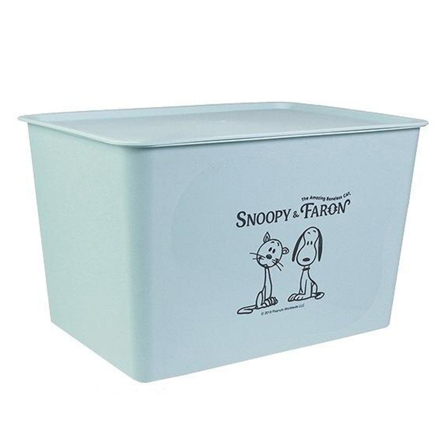 日本製收納箱附蓋S-史努比-淺藍 (19*27*12cm)-4L
