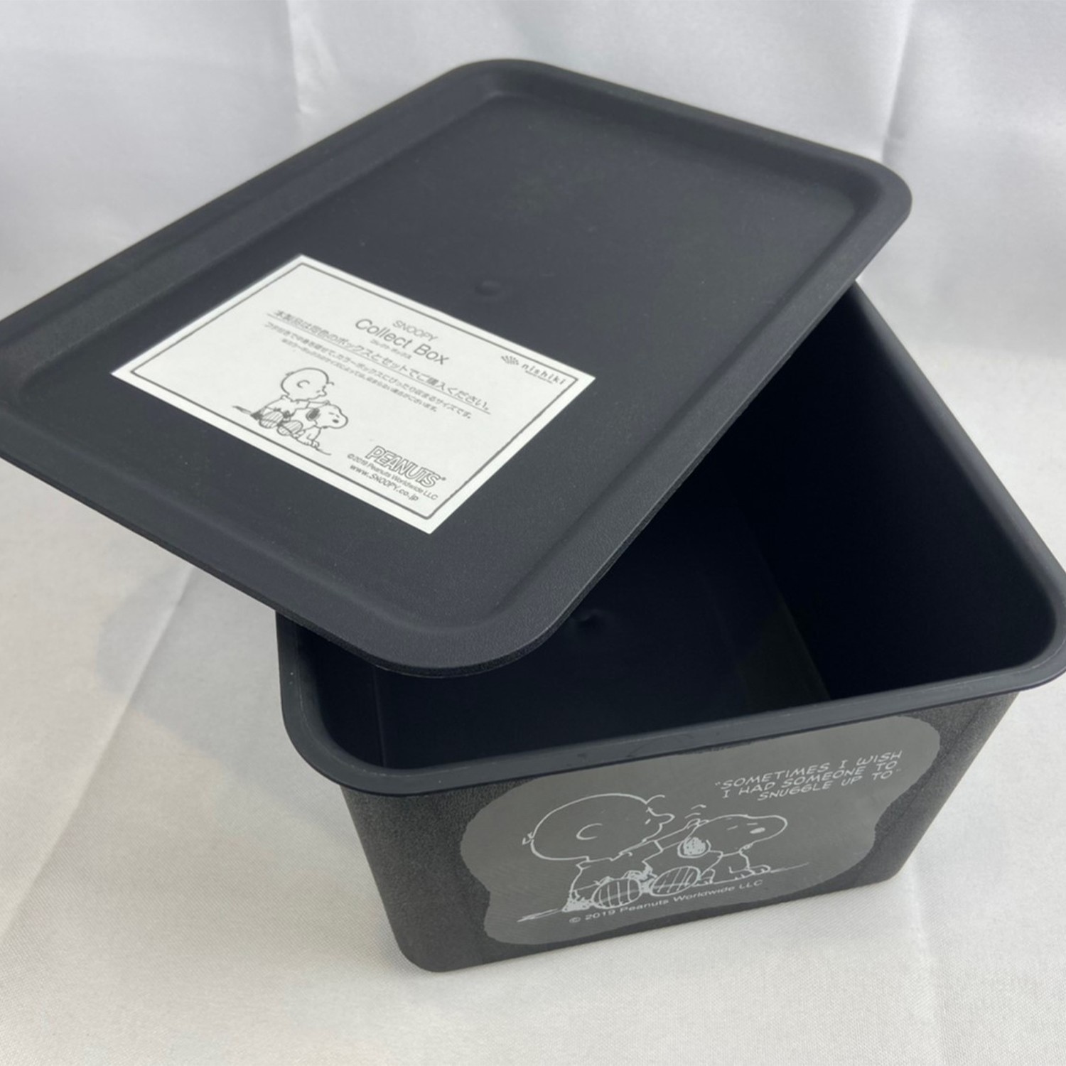 日本製收納箱附蓋S-史努比-黑 (19*27*12cm)-4L