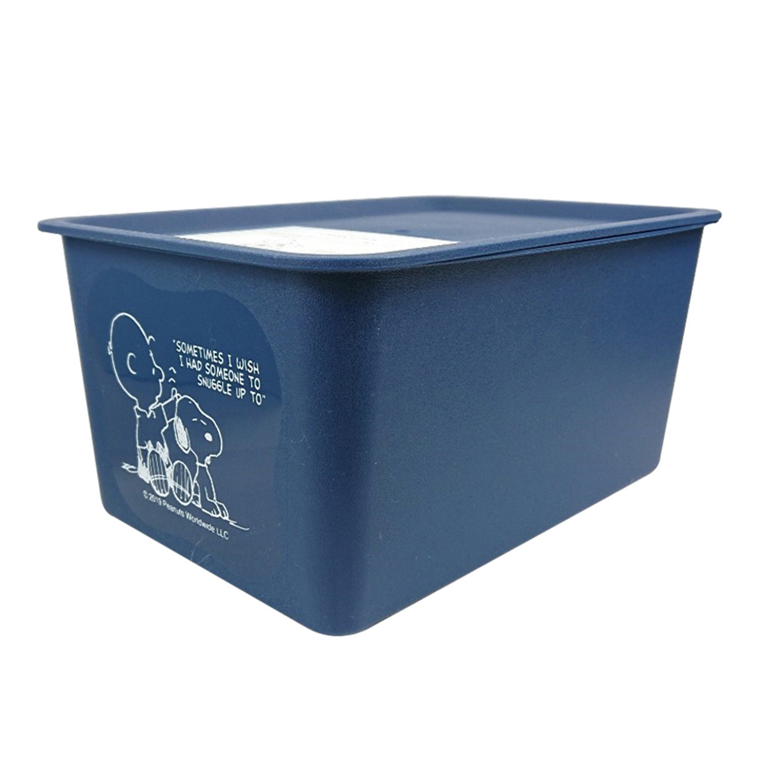 日本製收納箱附蓋S-史努比-深藍 (19*27*12cm)-4L