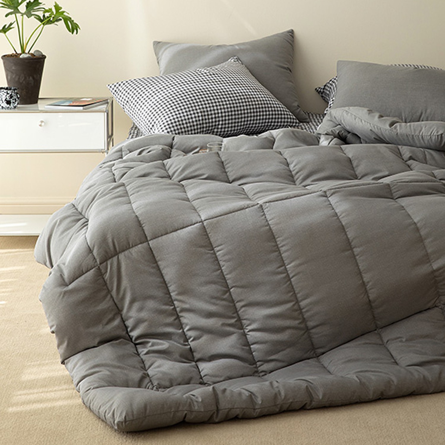 可水洗超細纖維桃皮感棉被-迷霧灰 (150X200cm)