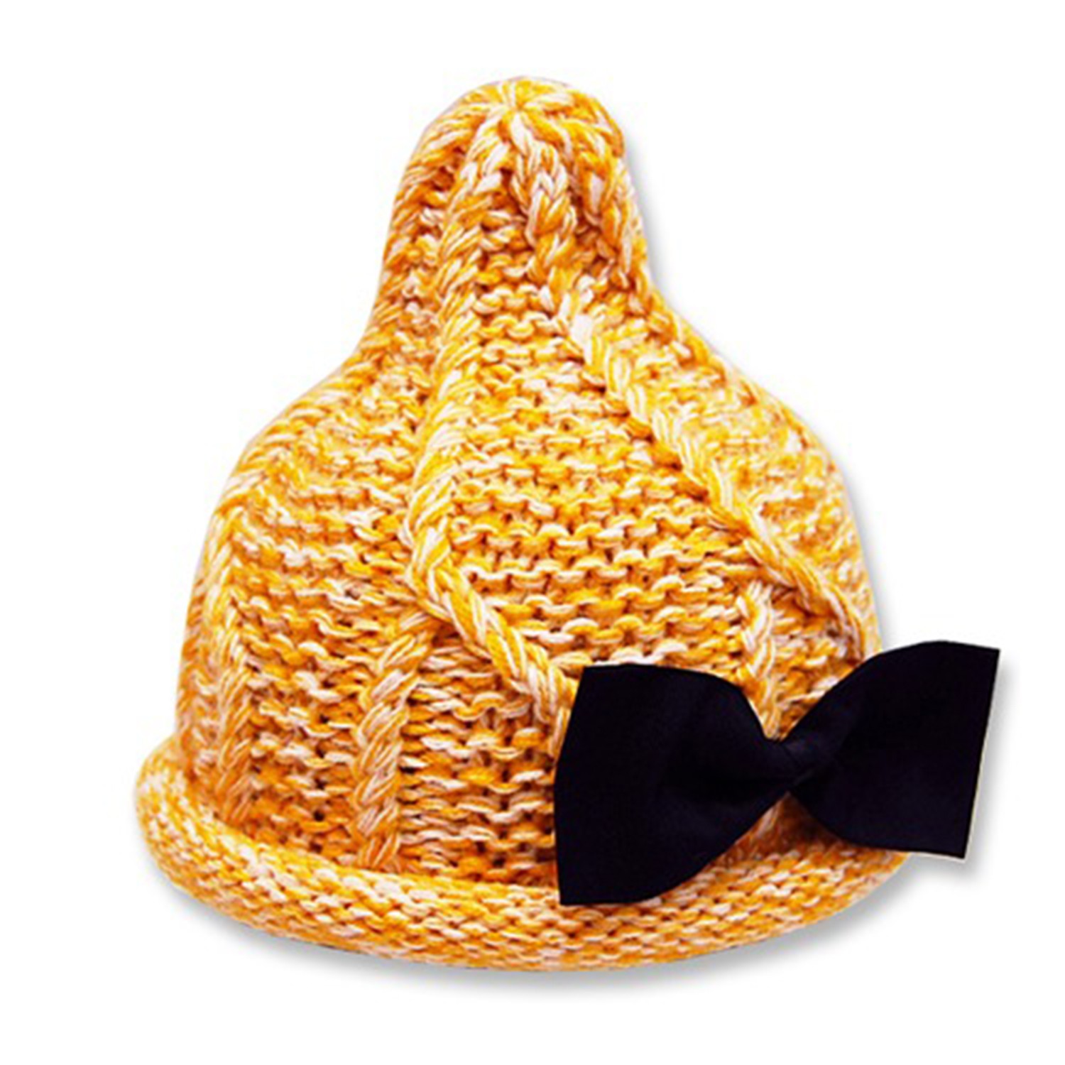 可愛保暖帽-小童款-針織小精靈毛帽_芥末黃 (S(46-48cm))-93-6004