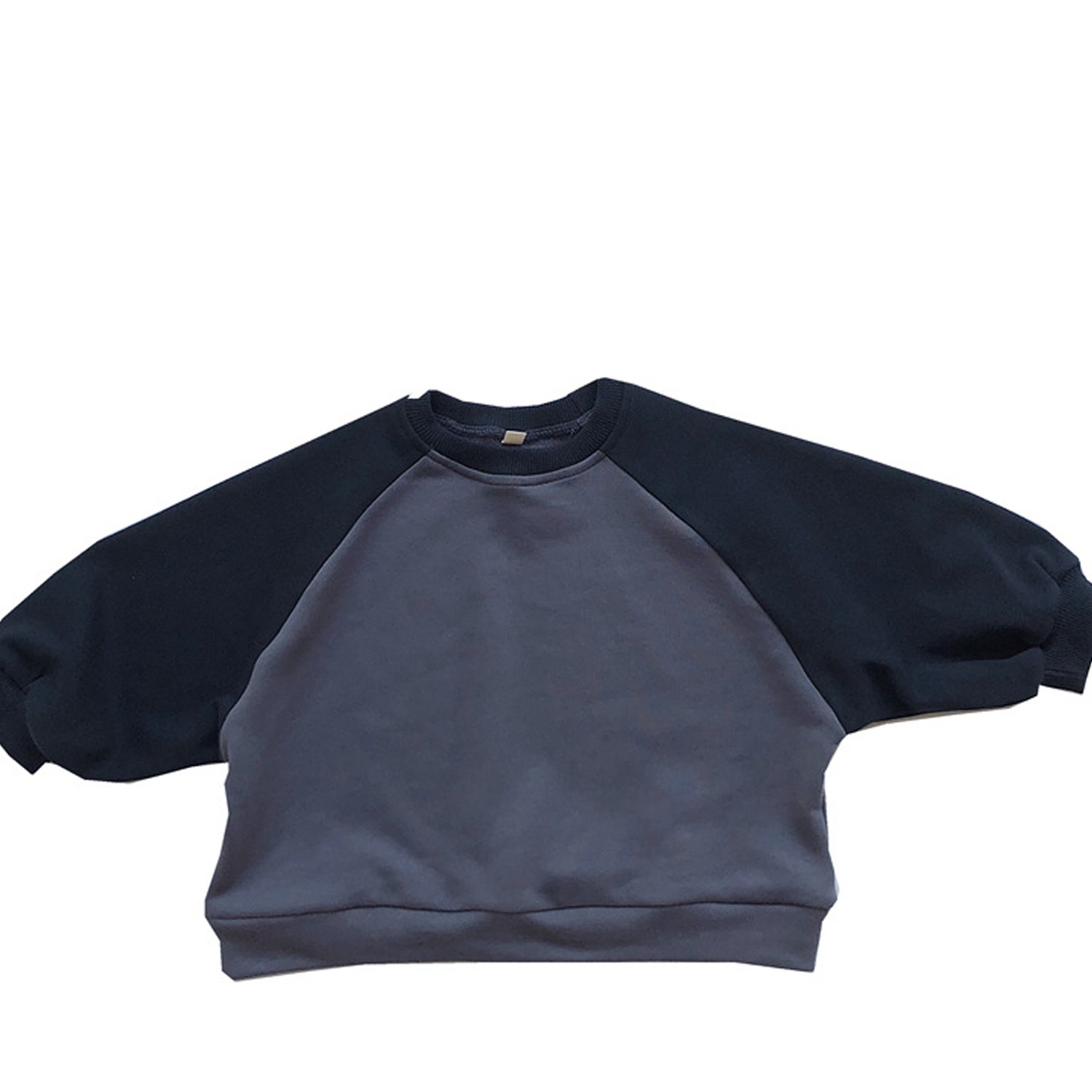 撞色插肩圓領上衣-霧霾藍 (90cm)