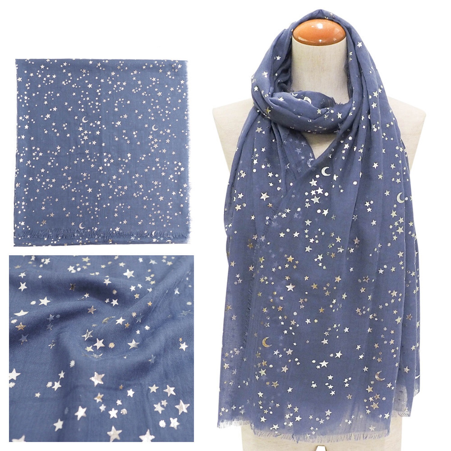 質感圍巾-星空-深藍 (85x192cm)