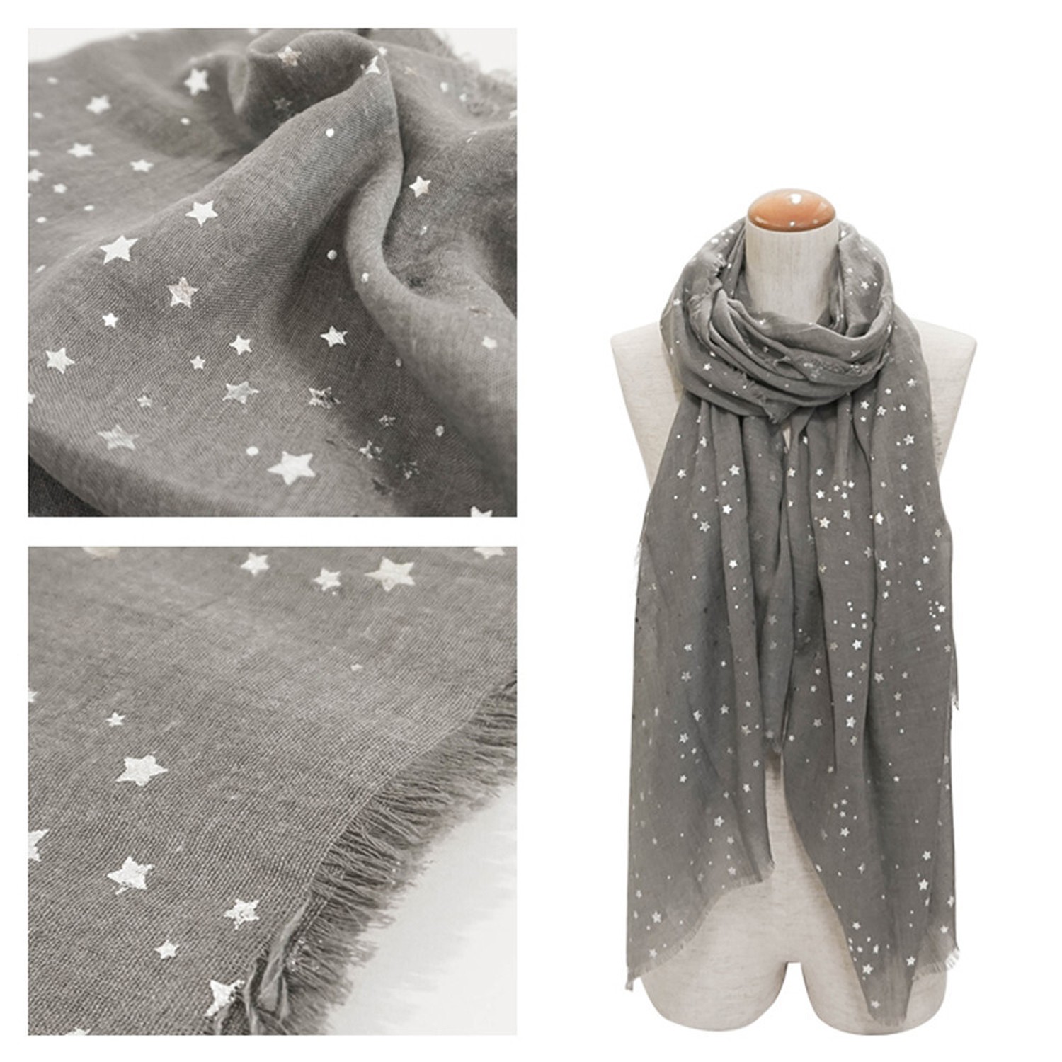 質感圍巾-星星-深灰 (90x190cm)