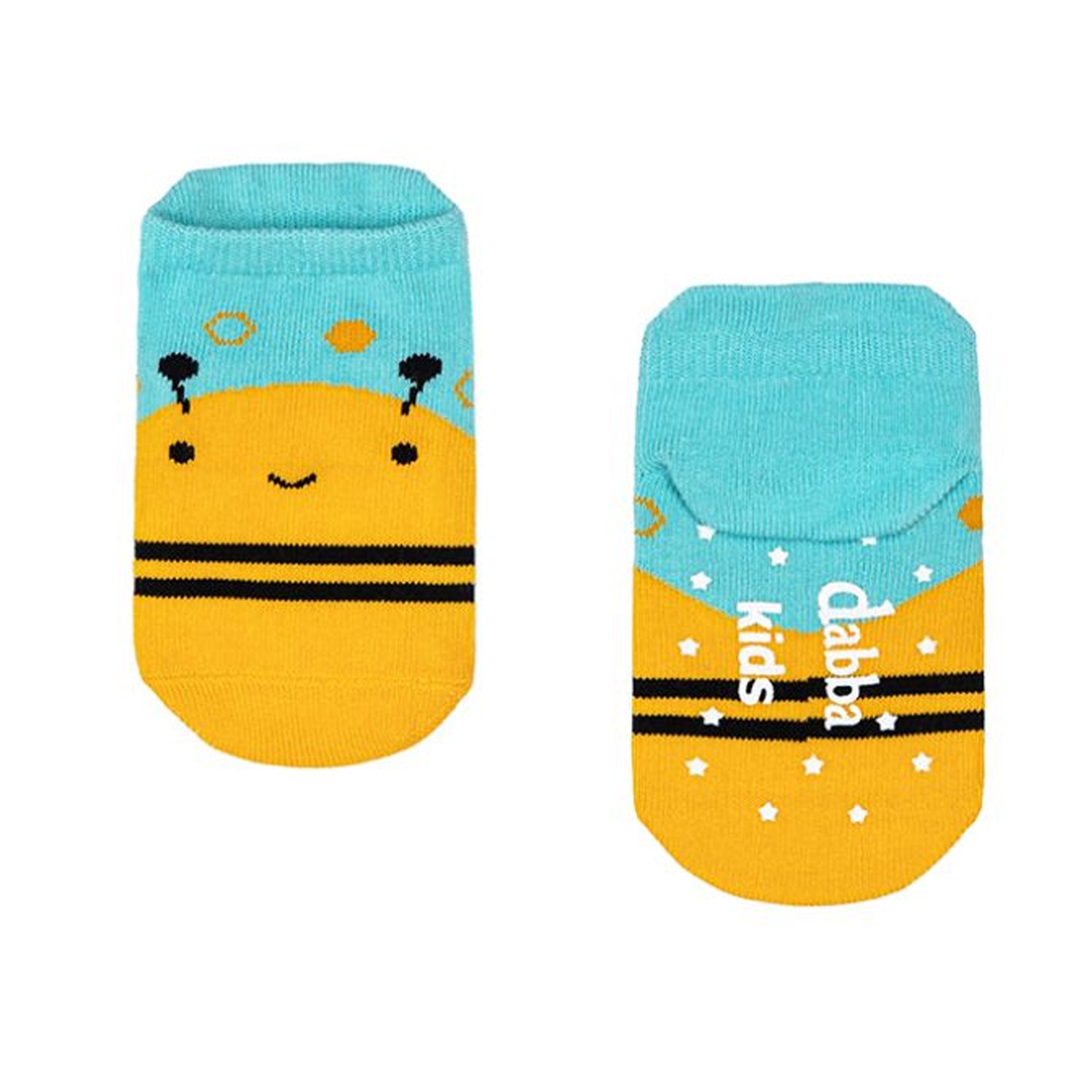 瓦拉襪-兒童後跟防磨短襪-奶油蜜蜂 (S (腳長8-15cm))-一雙