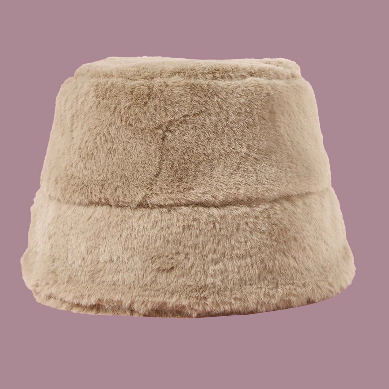 時尚毛絨漁夫帽-卡其 (50-52cm)