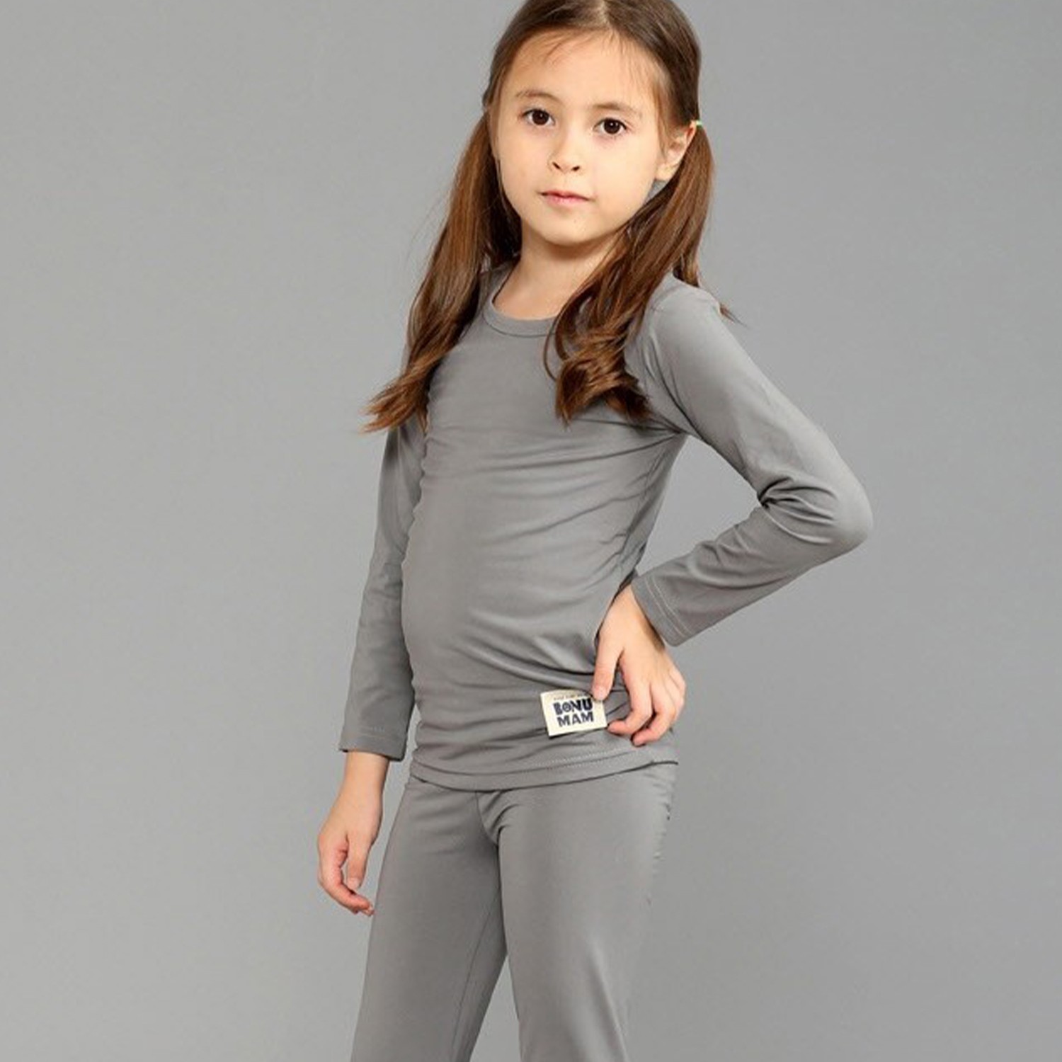 韓國製長袖發熱衣-灰色 (100)