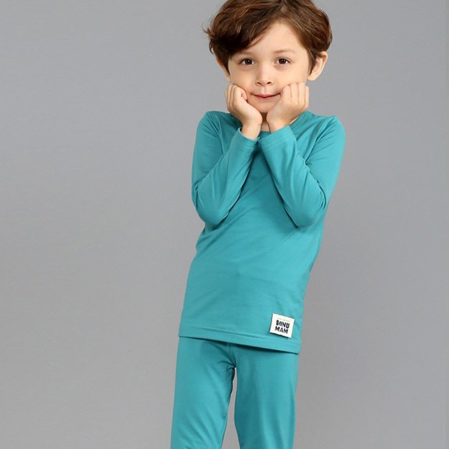 韓國製長袖發熱衣-綠色 (100)