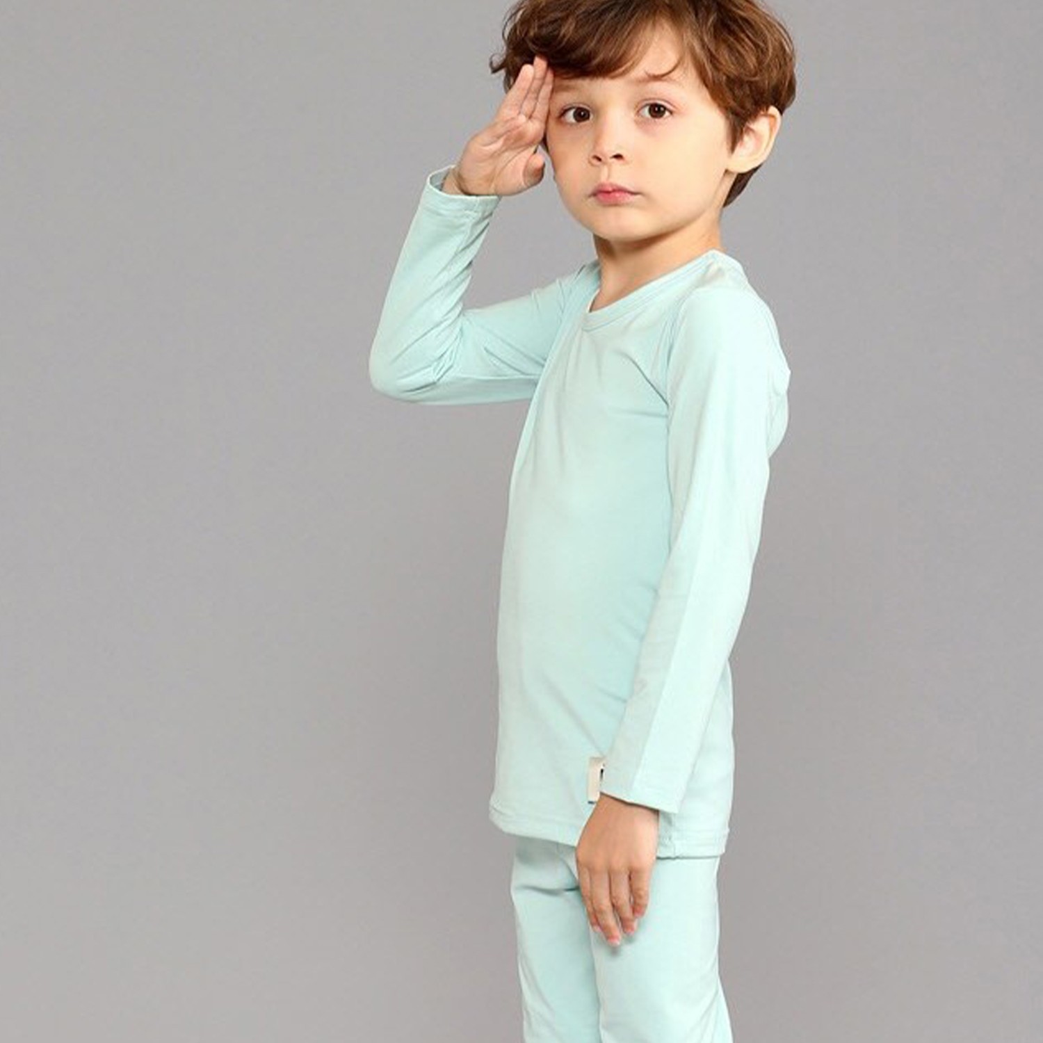 韓國製長袖發熱衣-薄荷綠 (100)