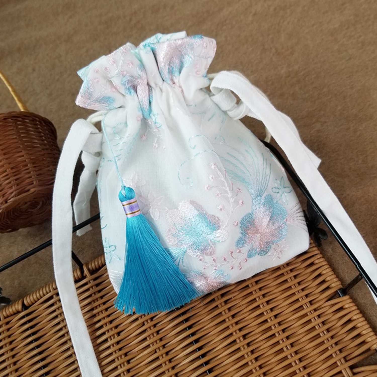 漢服古風刺繡小荷包-清新藍