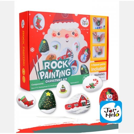 兒童創意繪畫-石頭彩繪聖誕款
